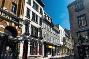 Historic stone home in Old Quebec, showcasing 19th-century architecture and charming cobblestone streets.